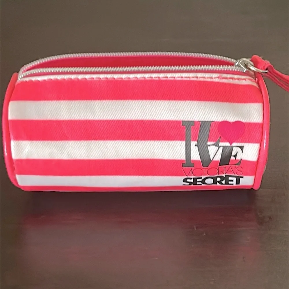 I ❤️ VS Vintage Mini Pink Stripe Cosmetic Bag